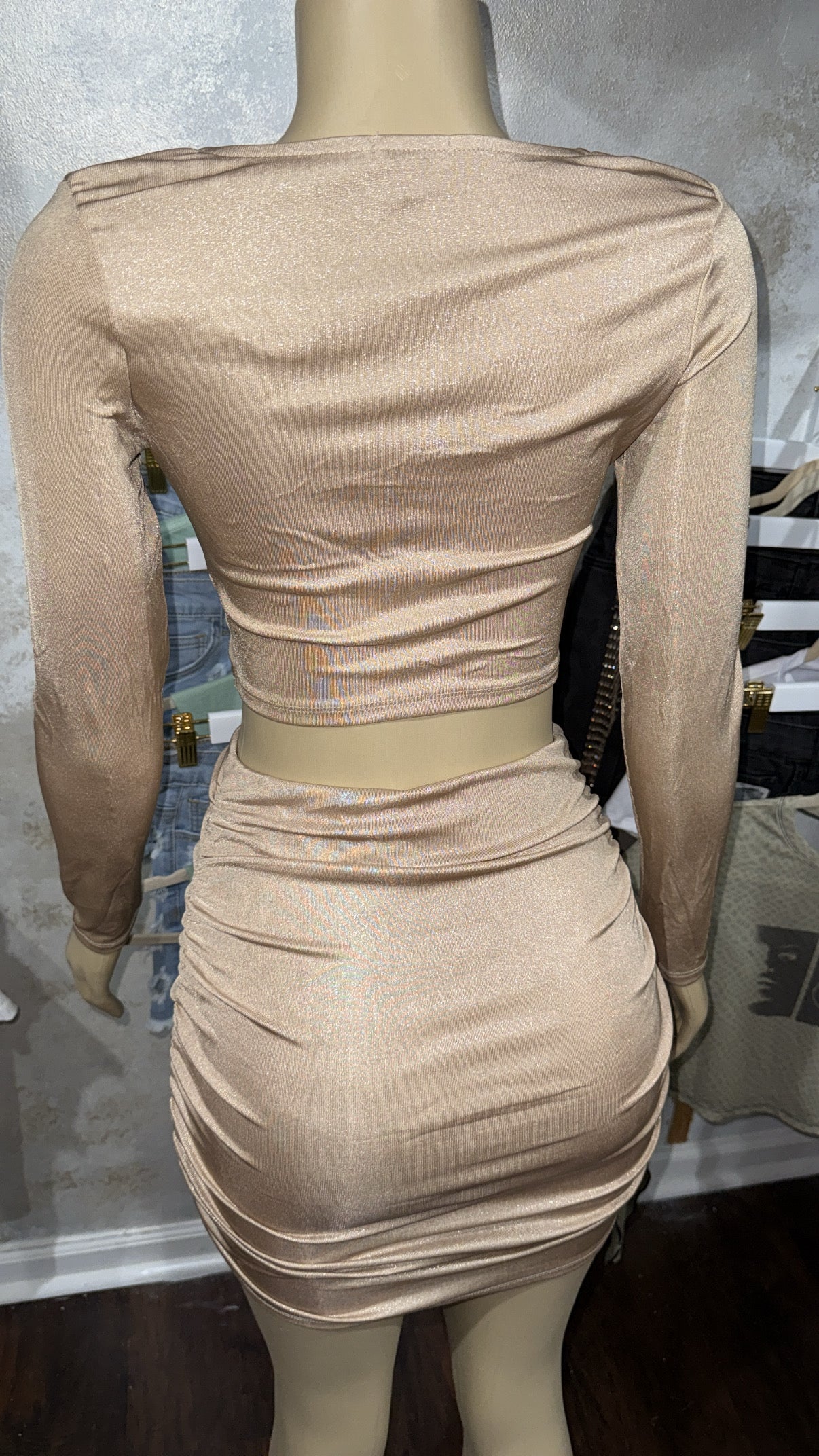 INFINITY LACED UP SHIMMER SKIRT SET