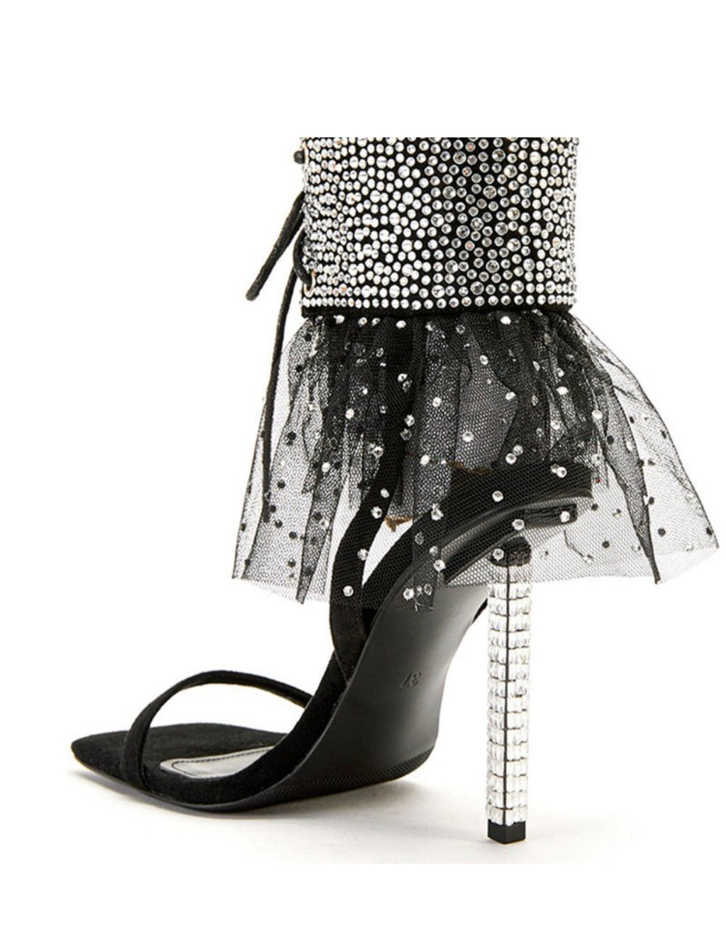 RUFFLED RHINESTONE HEEL