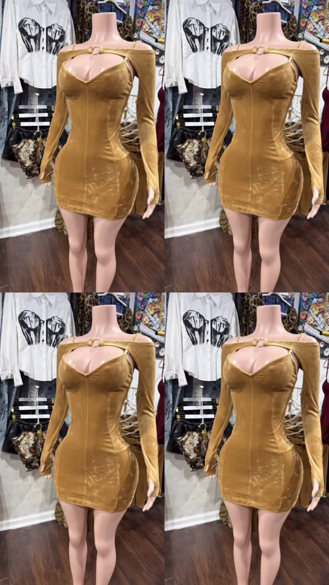 “VELOUR” bolero top and cami dress set